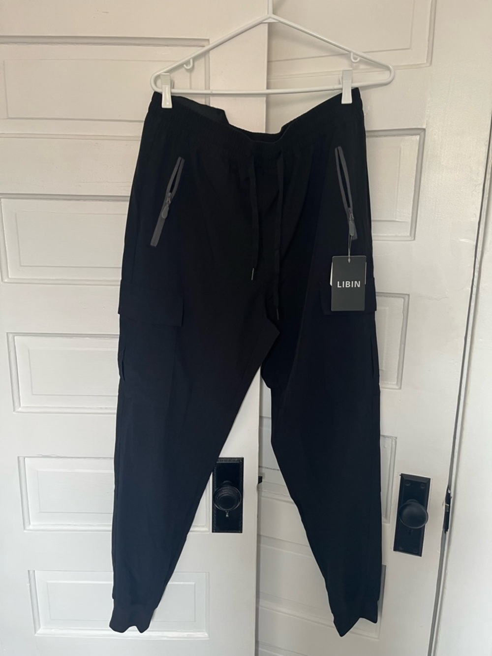Libin Men's Black Cargo Jogger Pants